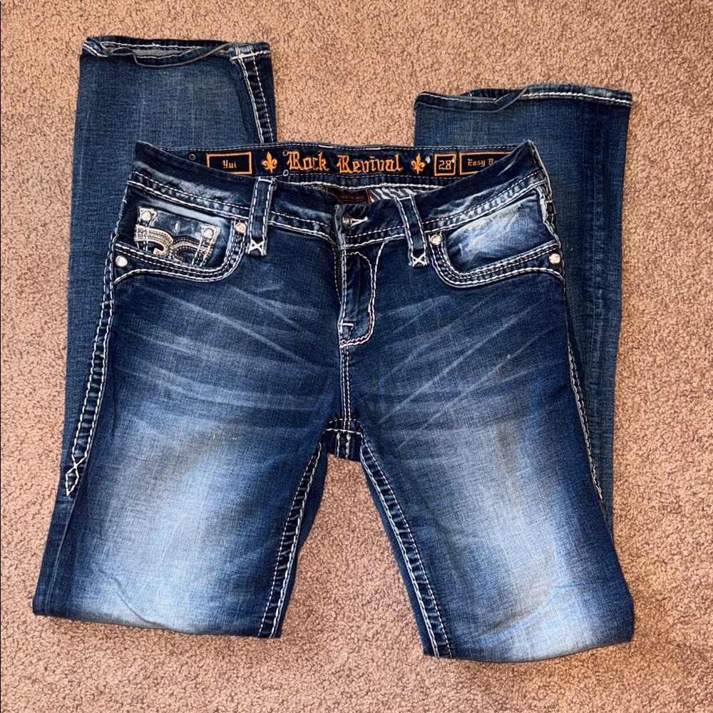 Rock Revival Yui Easy Boot Jeans with White Stitching